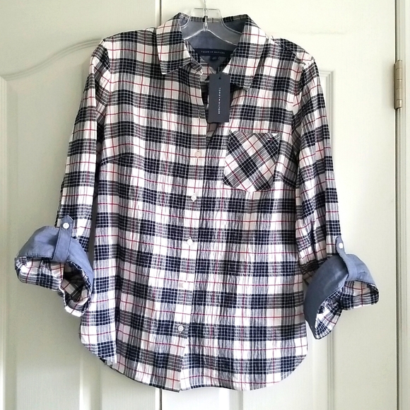 New w Tags Small Tommy Hilfiger White Navy Red - Picture 3 of 8